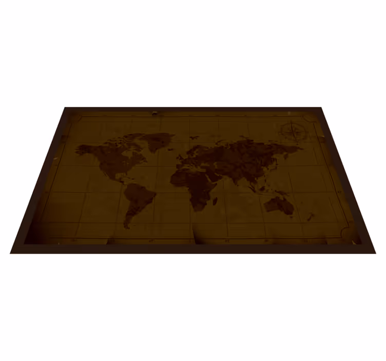 Alfombra vinílica mapamundi diseño marrón antiguo - TenVinilo