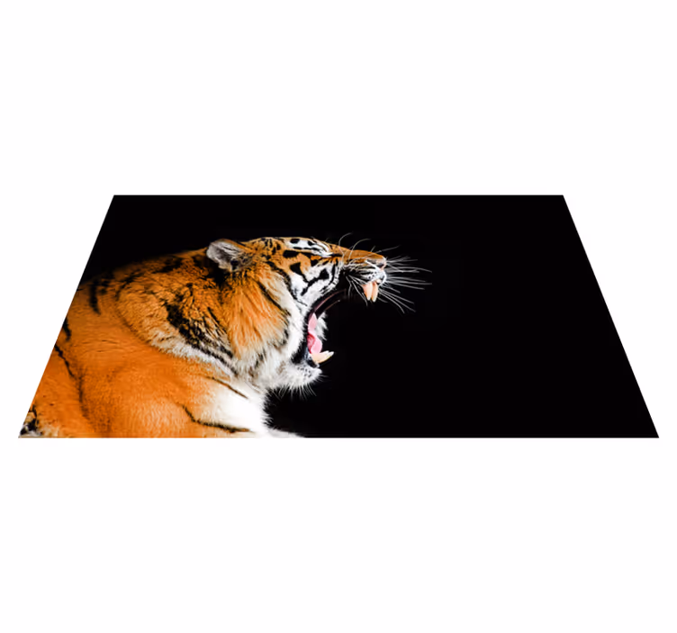 Alfombra vinílica animales cara de tigre rugiente - TenVinilo