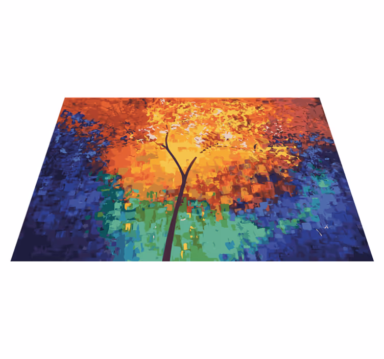 Alfombra vinílica naturaleza explosión de árboles coloridos - TenVinilo