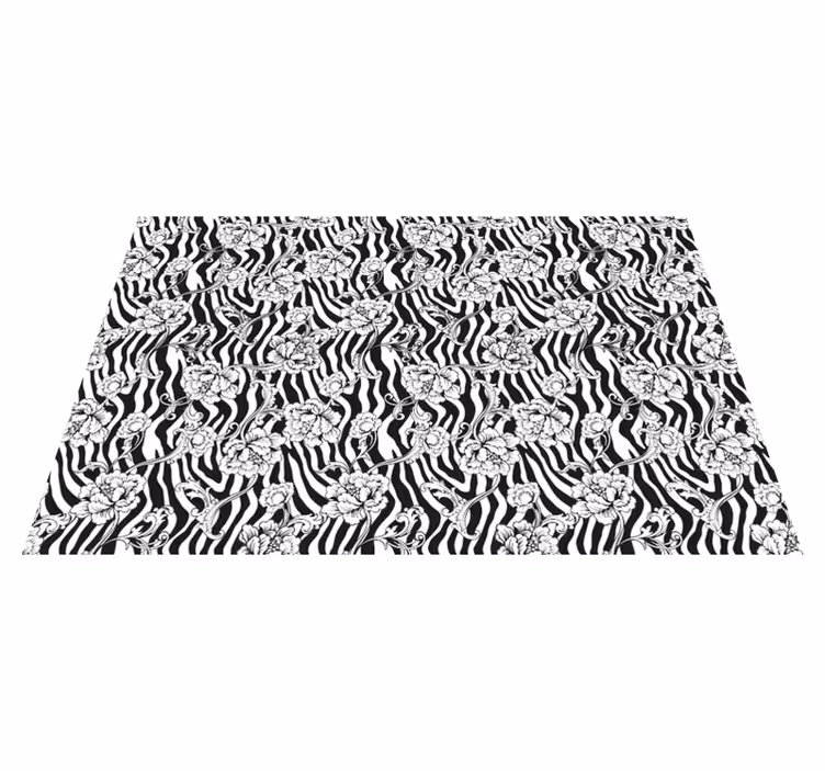 Alfombra vinílica animal print cebra y flores - TenVinilo