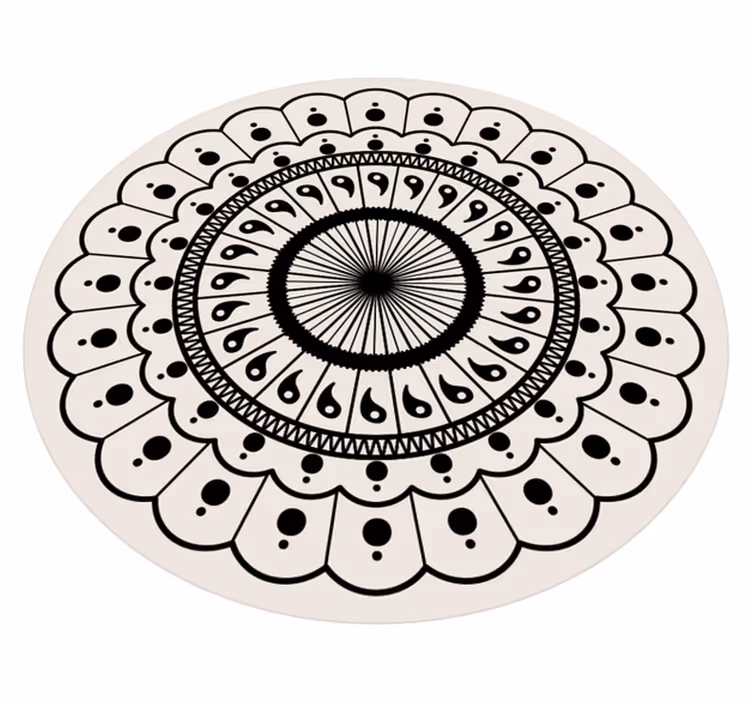 Alfombra vinílica mandala blanco y negro - TenVinilo
