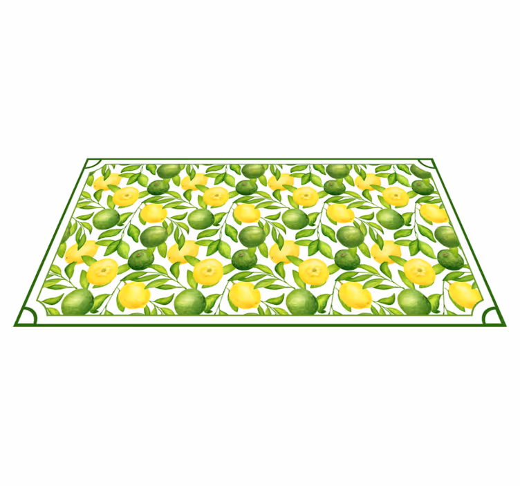Alfombra vinilo cocina limones verde y amarillo - TenVinilo