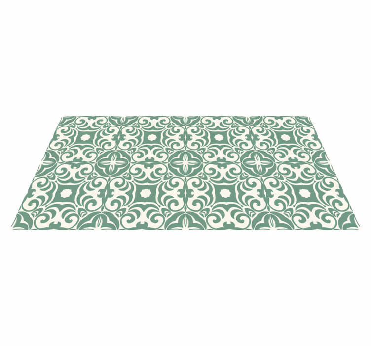 Alfombra vinílica salón elegante patrón verde - TenVinilo