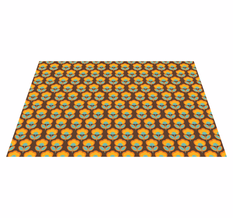Alfombra vinílica flores diseño marrón vintage - TenVinilo