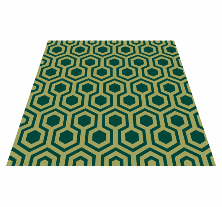 Alfombra vinílica verde hexágonos - TenVinilo