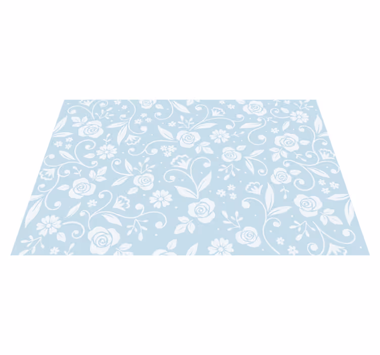 Alfombra vinílica baño flores azules - TenVinilo