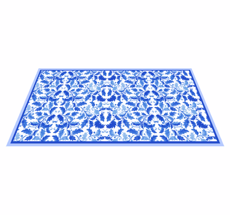 Alfombras vinílica baño hojas azules - TenVinilo
