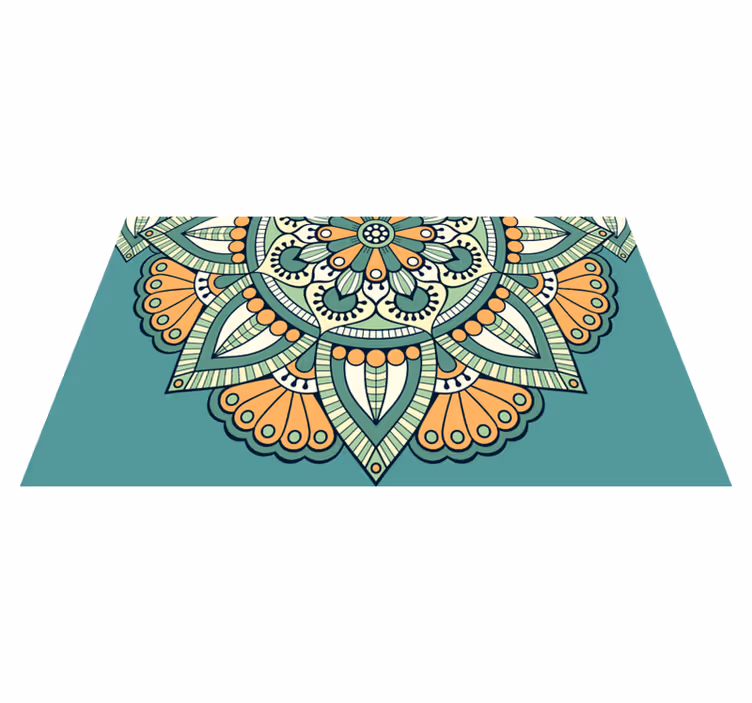 Alfombra vinílica mandala motivo floral a medias - TenVinilo