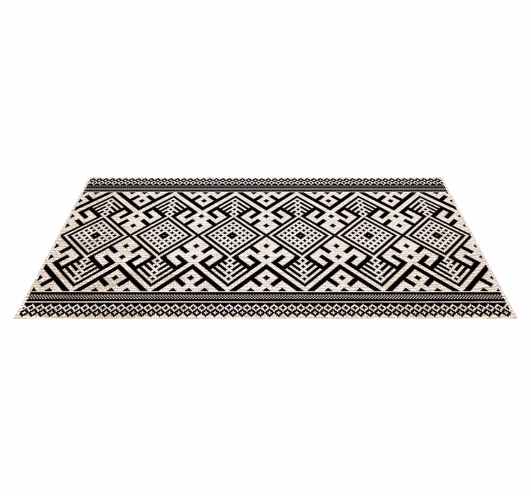 Alfombra vinílica geométrica diseño geométrico blanco negro - TenVinilo