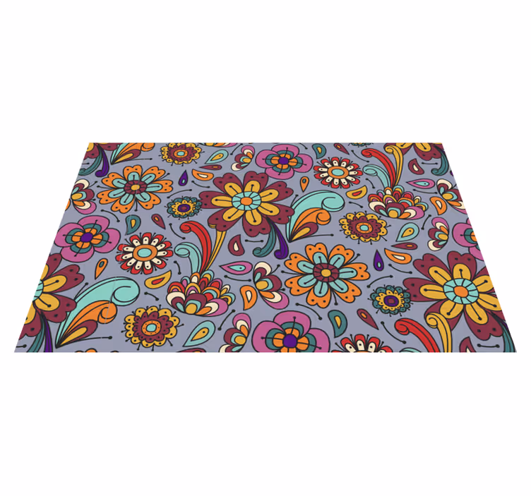 Alfombra vinílica flores motivos botánicos vibrantes - TenVinilo