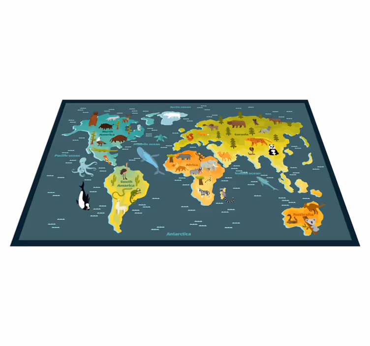 Alfombra de vinilo infantil Mapa para niños - TenVinilo