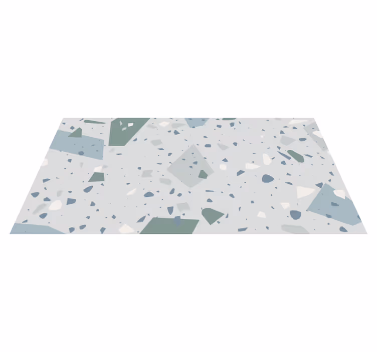 Alfombra vinílica textura Terrazo azul y blanco - TenVinilo