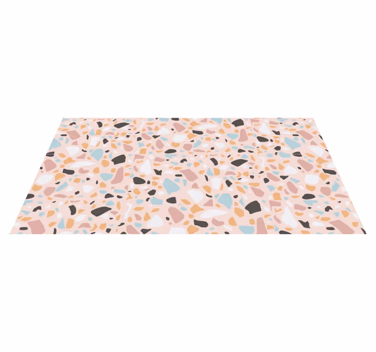 Alfombra vinílica textura Terrazo de acuarela rosa y azul - TenVinilo