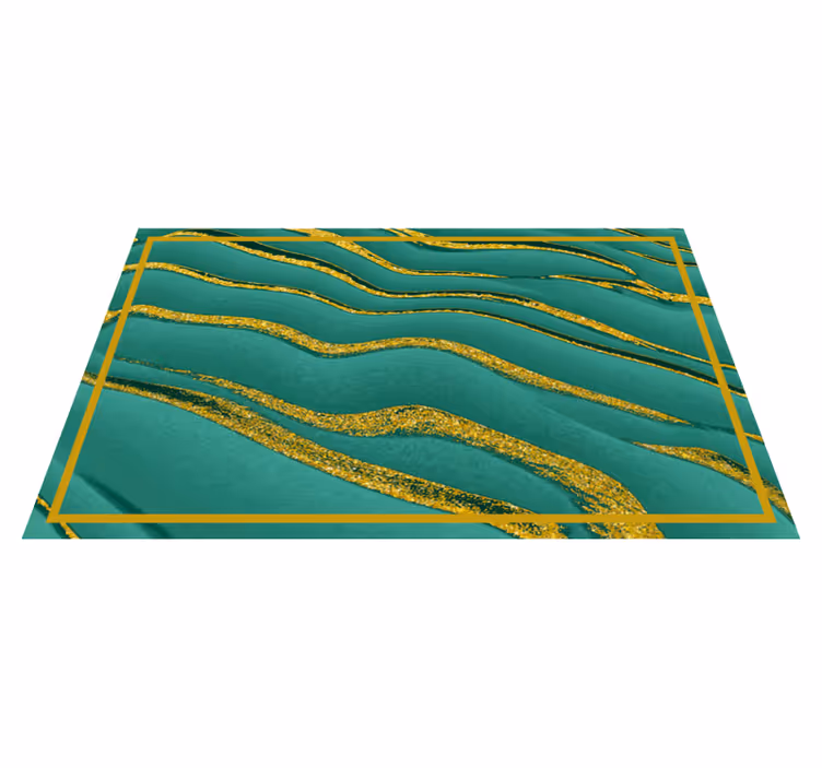 Alfombras vinílicas modernas Efecto mármol verde y dorado - TenVinilo