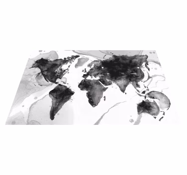 Alfombra de vinilo mapamundi Acuarela negra - TenVinilo