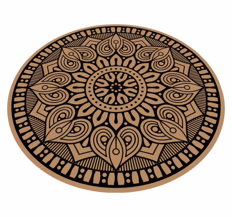 Alfombra vinílica mandala de bolígrafo negro - TenVinilo