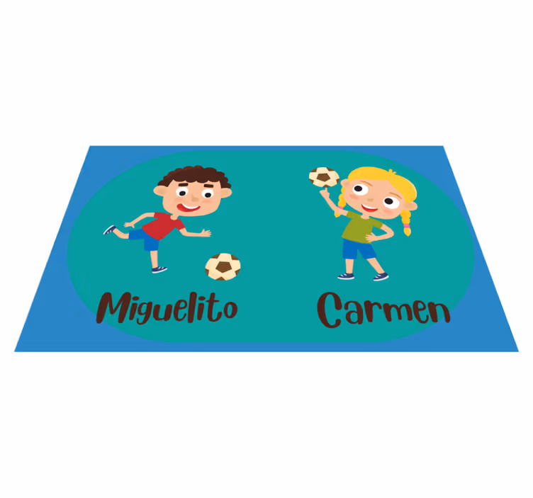 Alfombra vinílica infantil niños jugando al fútbol - TenVinilo