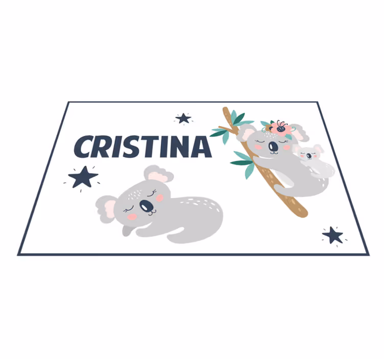 Alfombra vinílica con nombre Dos koalas - TenVinilo