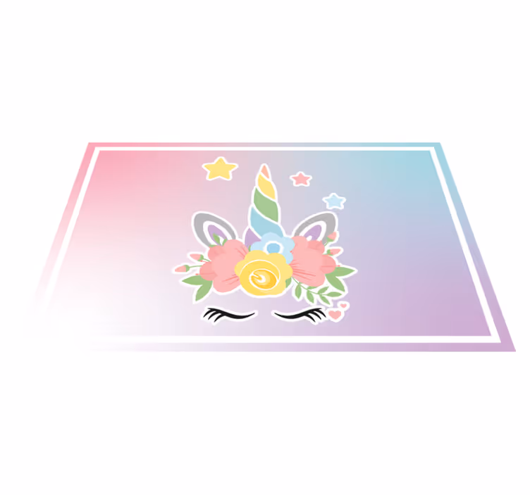 Alfombra vinílica infantil dije floral de unicornio - TenVinilo