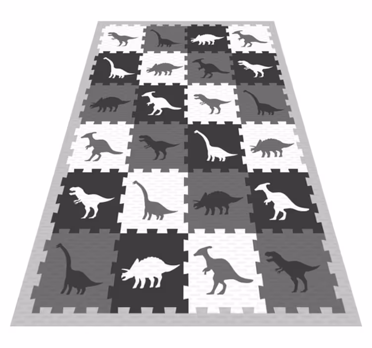 Alfombra vinílica bebé Rompecabezas animal gris - TenVinilo