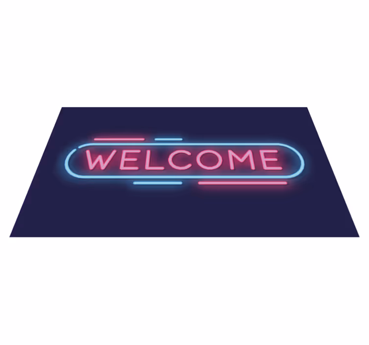 Alfombra vinilo recibidor Bienvenido diseño de neón - TenVinilo