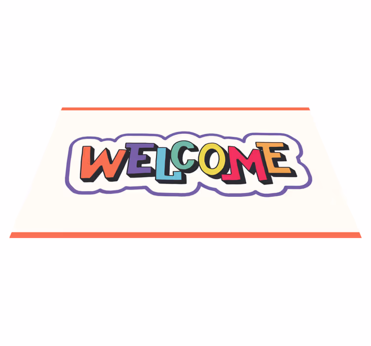 Alfombra vinílica recibidor cartel de bienvenida colorido - TenVinilo