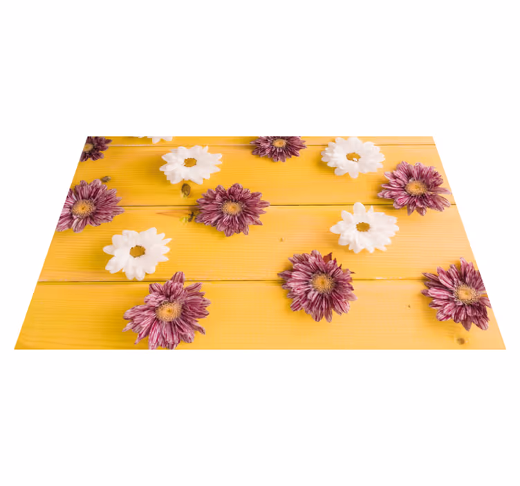 Alfombra vinílica flores pétalos rosados y blancos - TenVinilo