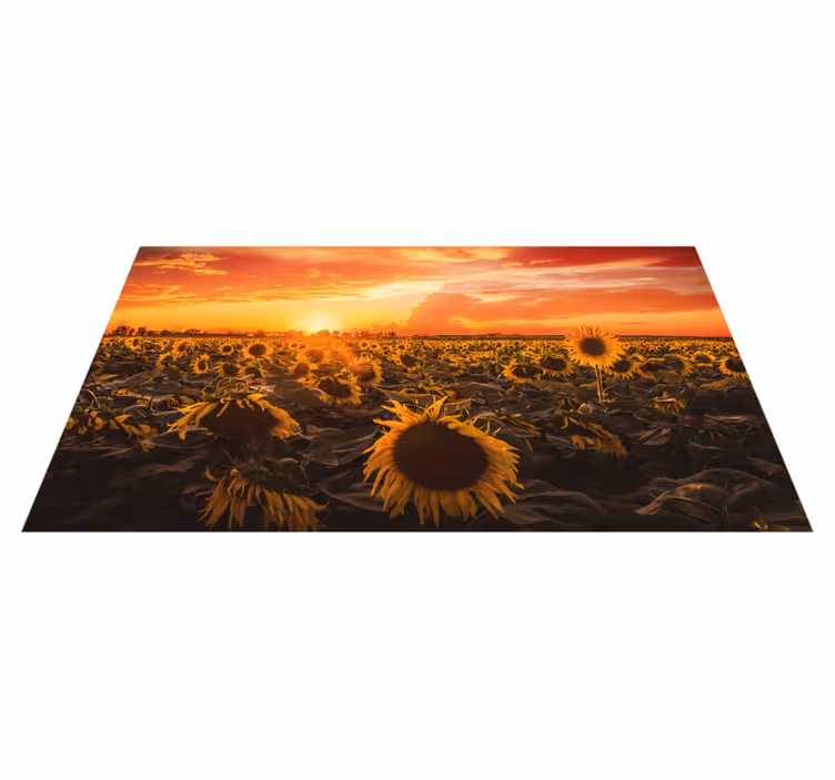 Alfombra vinilo pasillo Campo de girasoles amanecer - TenVinilo