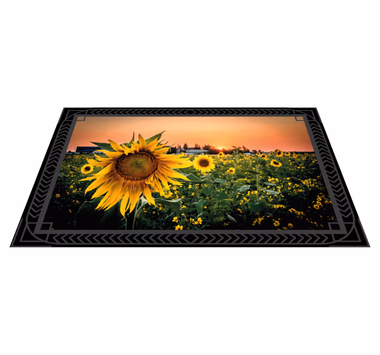 Alfombra vinílica flores puesta de sol de girasol - TenVinilo