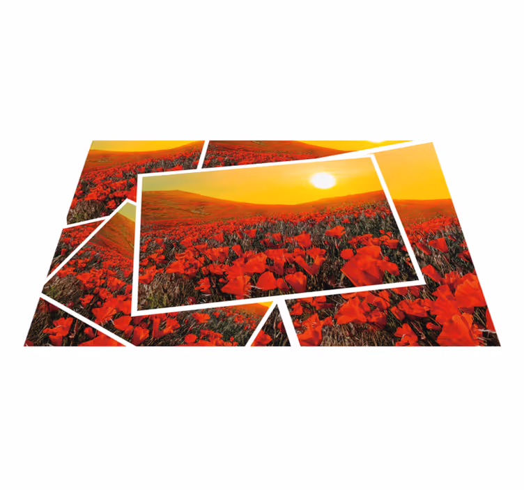 Alfombra vinílica naturaleza campos de flores vibrantes - TenVinilo