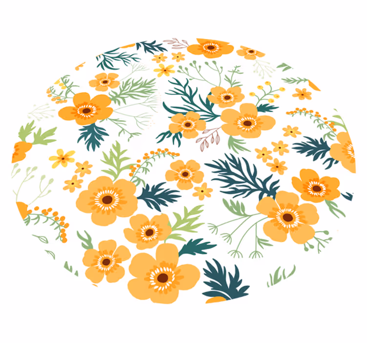 Alfombra vinílica flores Flores y hojas de naranja - TenVinilo