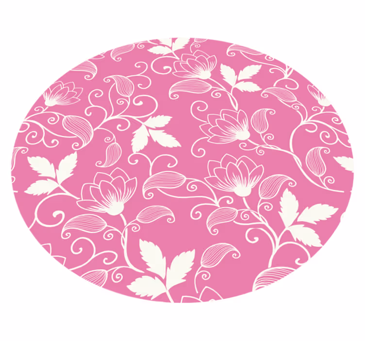 Alfombra vinílica flores remolinos florales rosados - TenVinilo