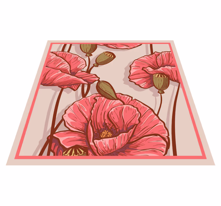 Alfombra vinílica flores diseño floral elegante - TenVinilo