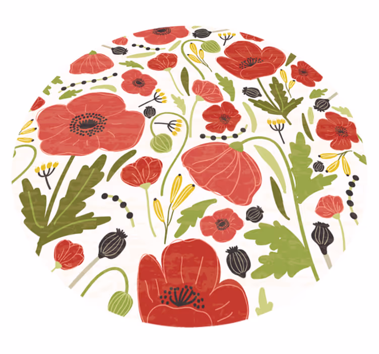 Alfombra vinílica flores ramo de amapolas rojas - TenVinilo