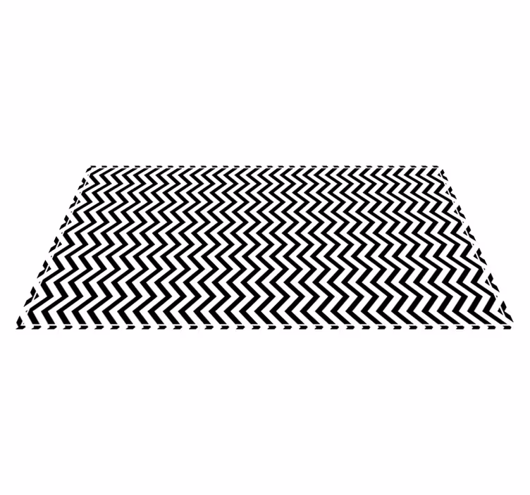 Alfombra vinílica geométrica chevron blanco y negro - TenVinilo