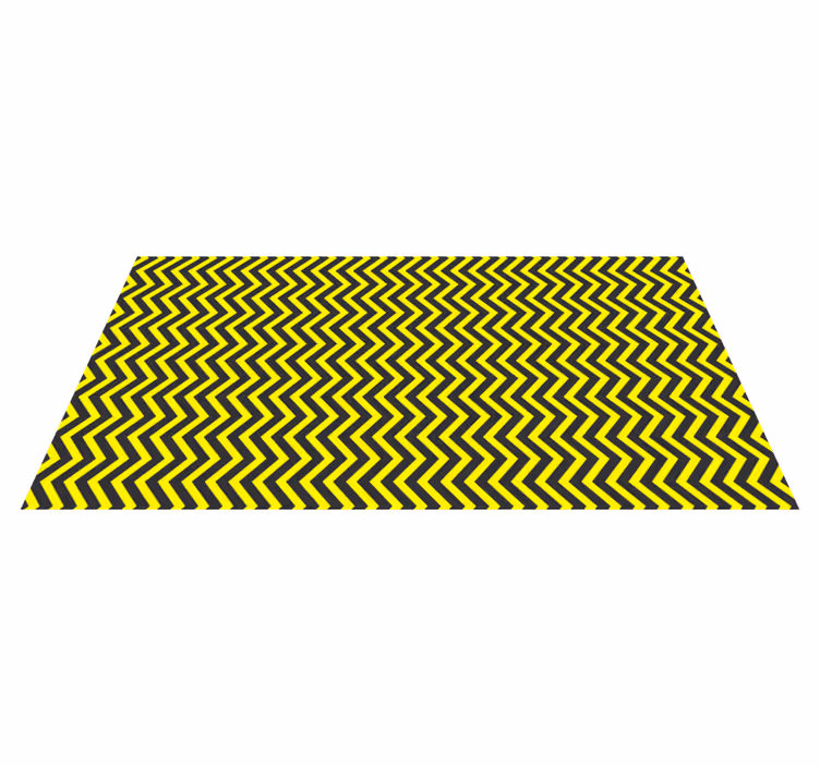 Alfombra vinílica dormitorio Diseño en zigzag negro y amarillo - TenVinilo