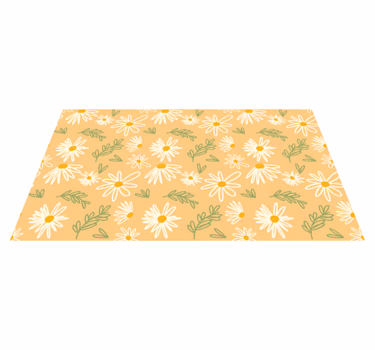 Alfombra vinílica flores Pintado bonito patrón de margaritas - TenVinilo