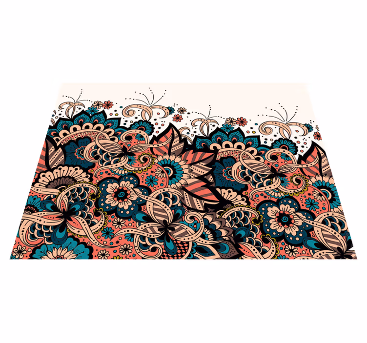 Alfombra vinilo rectangular Ornamento de estilo floral árabe - TenVinilo