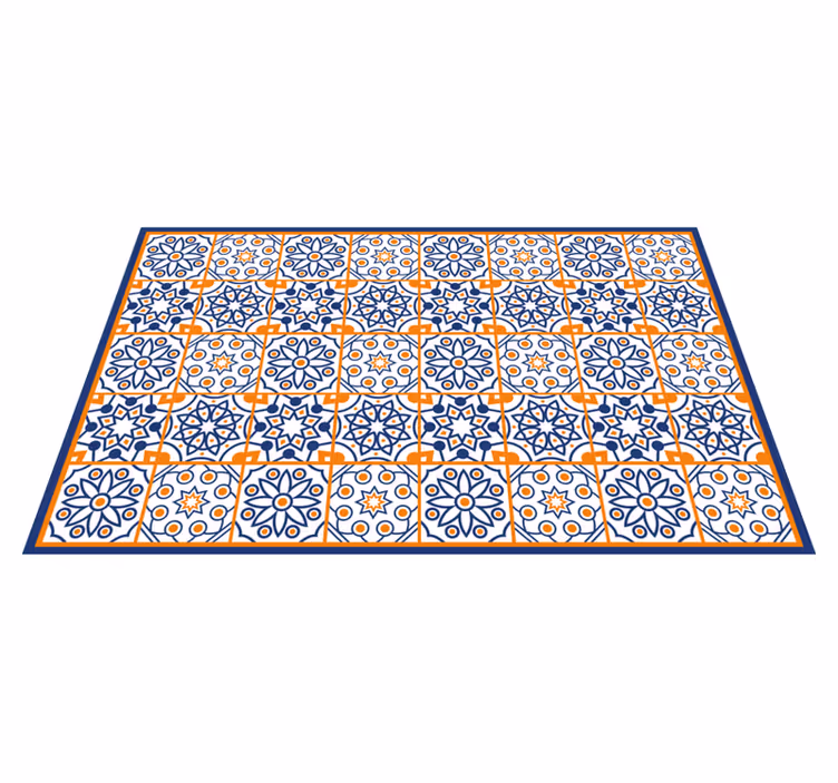 Alfombra vinílica hidráulica vibrante patrón azul - TenVinilo