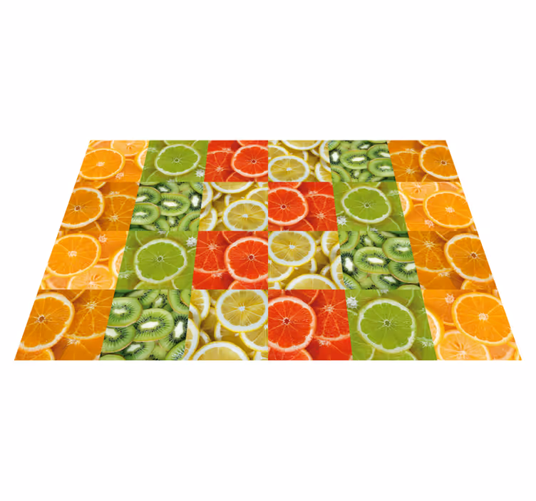 Alfombra vinílica cocina mosaico de rodajas de cítricos - TenVinilo