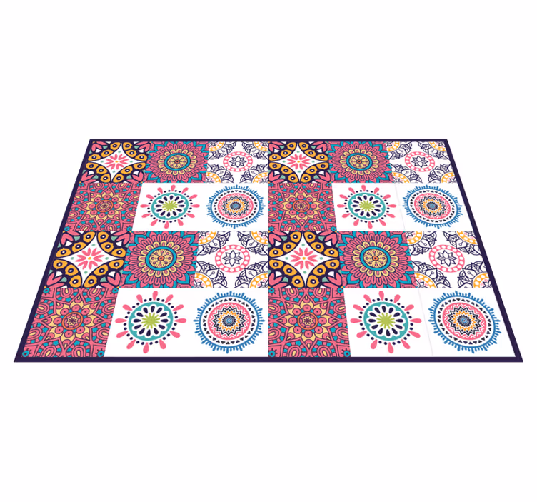 Alfombra vinilo cocina Mandala colorido moderno - TenVinilo