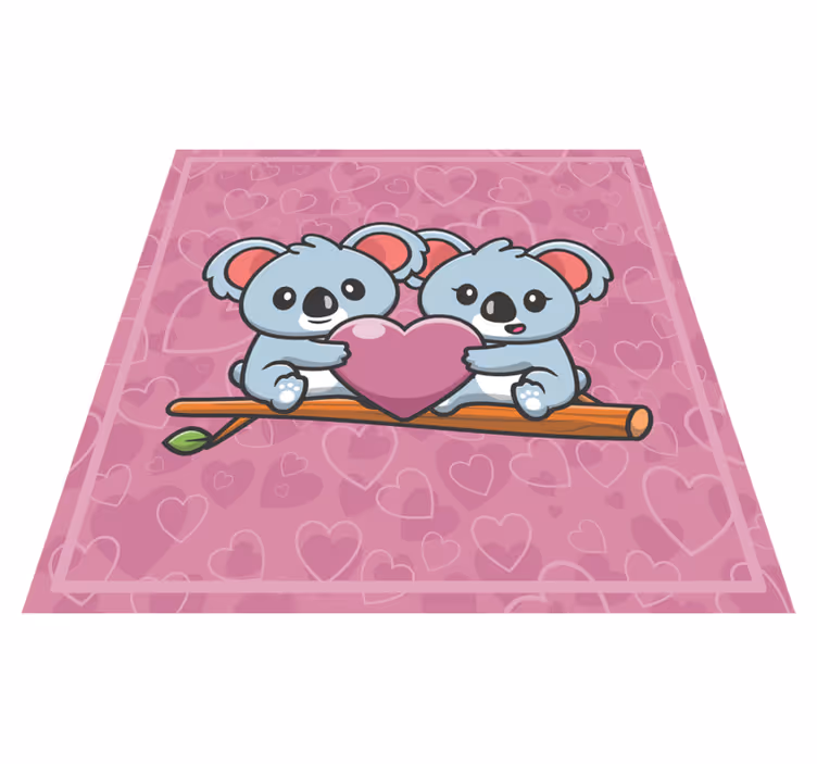 Aflombra vinílica animales Dos koalas cariñosos con corazón - TenVinilo