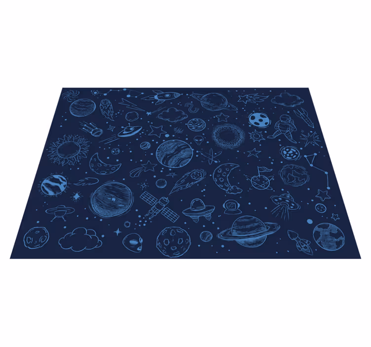 Alfombra vinílica de estrellas aventura cósmica azul - TenVinilo