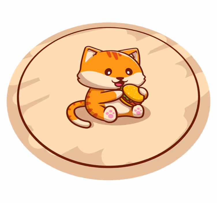 Alfombra vinílica infantil gato bebé con sándwich - TenVinilo