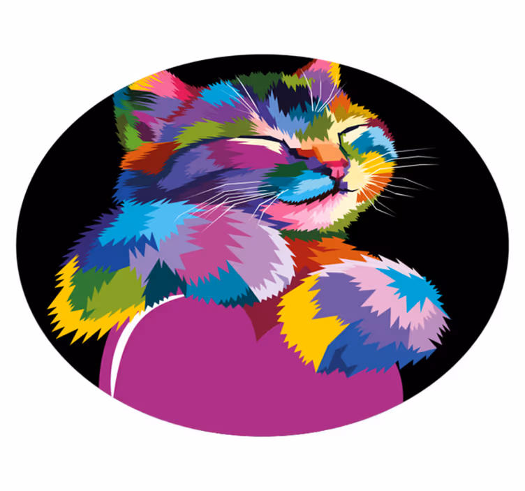 Alfombra vinílica animales ilustración felina vibrante - TenVinilo
