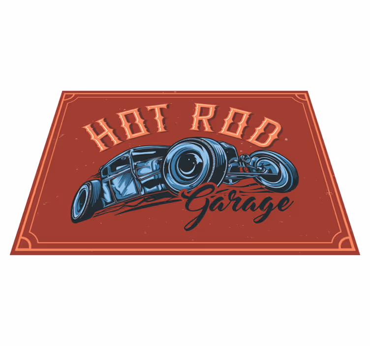 Alfombra vinílica vintage tema de hot rod - TenVinilo