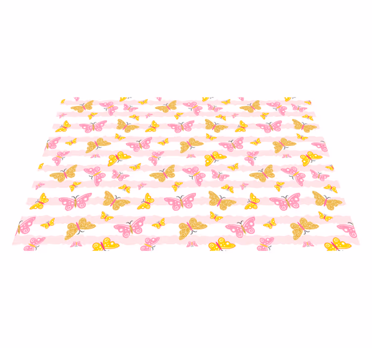 Alfombra vinílica dormitorio Lindas mariposas rosas - TenVinilo