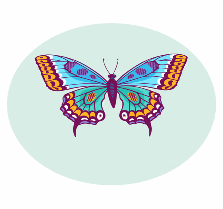 Alfombra vinílica dormitorio Mariposa verde, azul y morada - TenVinilo