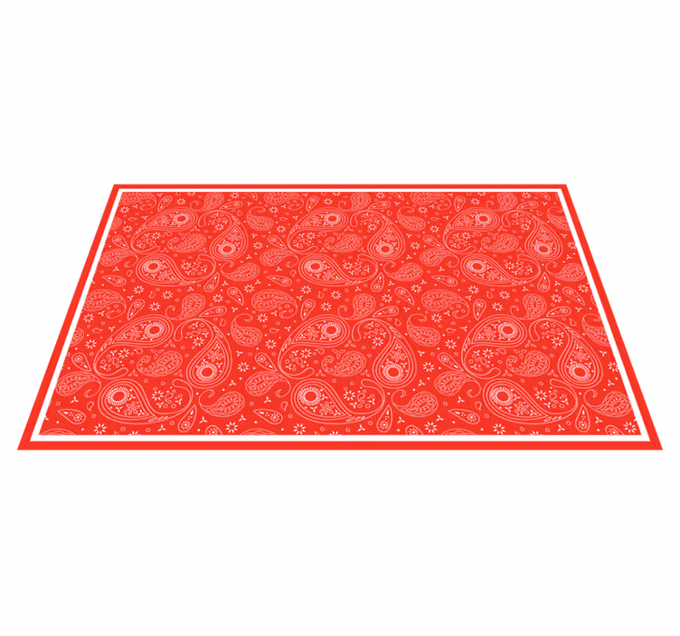 Alfombra vinílica mapamundi patrón paisley rojo - TenVinilo