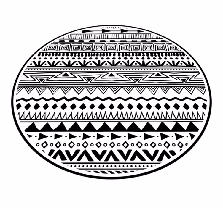 Alfombra vinílica dormitorio Patrón boho blanco y negro - TenVinilo